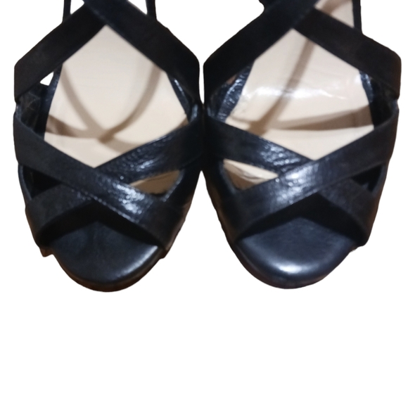 Kate Spade Black Patent Leather Strappy Heels Sandals - Picture 4 of 10